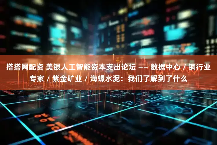搭搭网配资 美银人工智能资本支出论坛 —— 数据中心 / 铜行业专家 / 紫金矿业 / 海螺水泥：我们了解到了什么